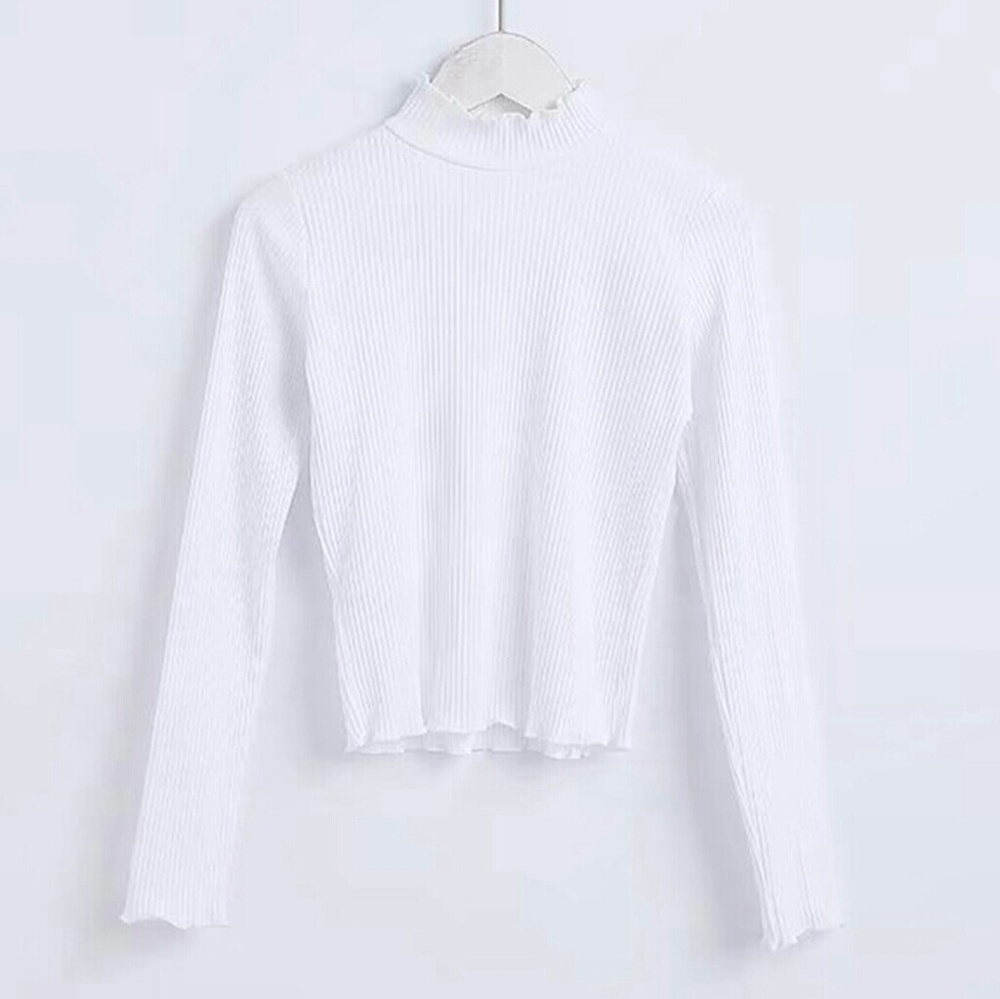 White Lettuce Edge Turtle Neck
